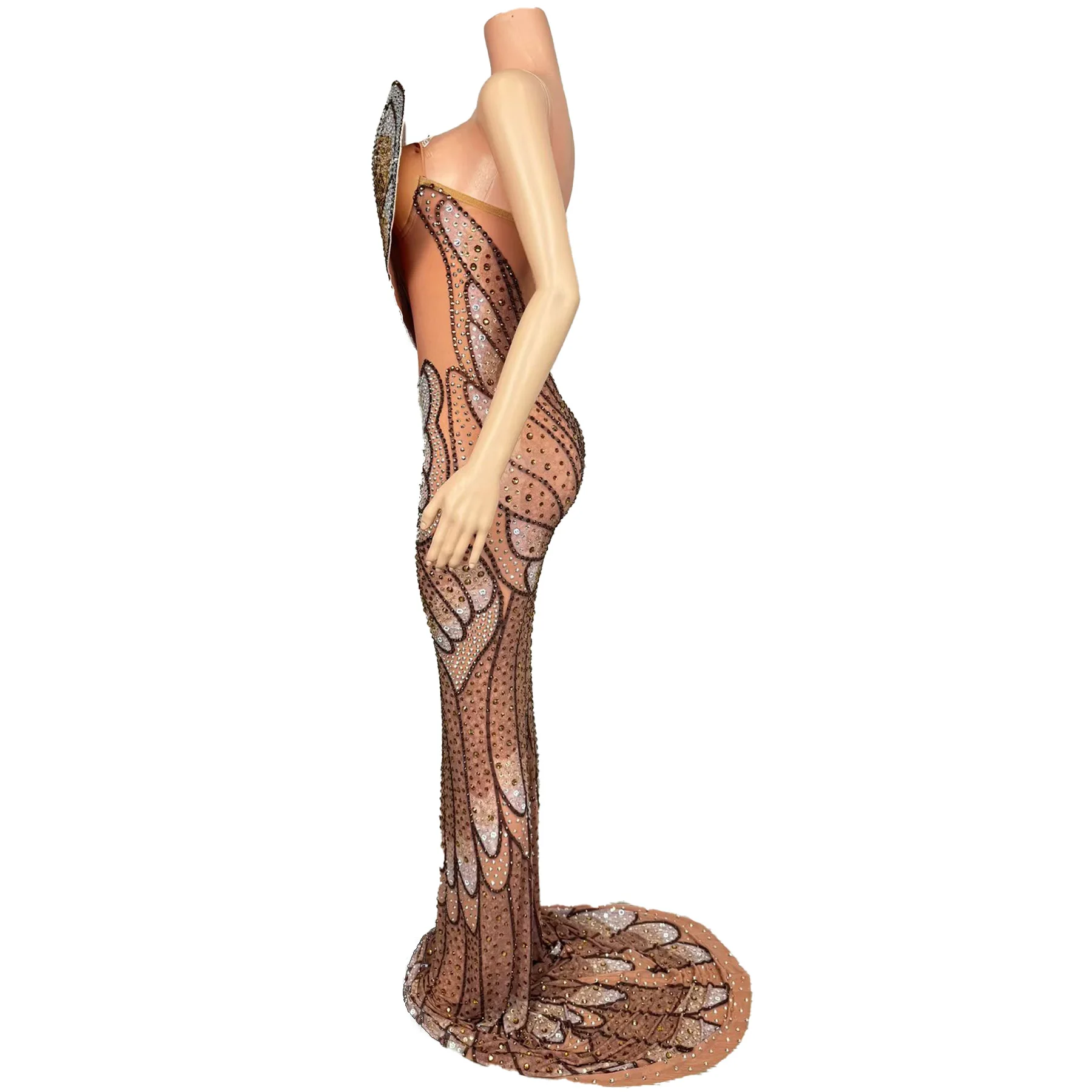 فستان سهرة نسائي أنيق بدون حمالات من Dieyi فستان بمنظور ثلاثي الأبعاد على شكل فراشة من حجر الراين للمشاهير فستان عشاء على السجادة الحمراء