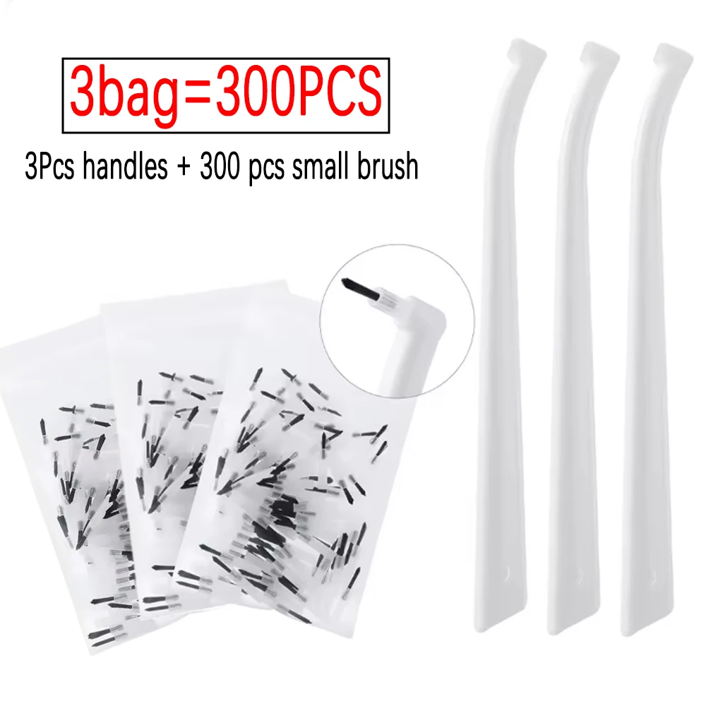 300 PCS Dental Replaceable Applicator Tips with Micro Brush Handles for Etchants Adhesives and Sealants