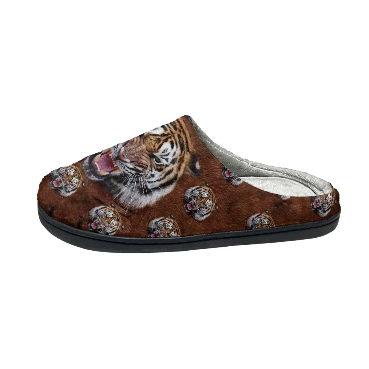 Zapatillas de interior con diseño de tigre para parejas, calzado plano cálido y cómodo de algodón, antideslizante, combina con todo, estampado a pedido, Invierno