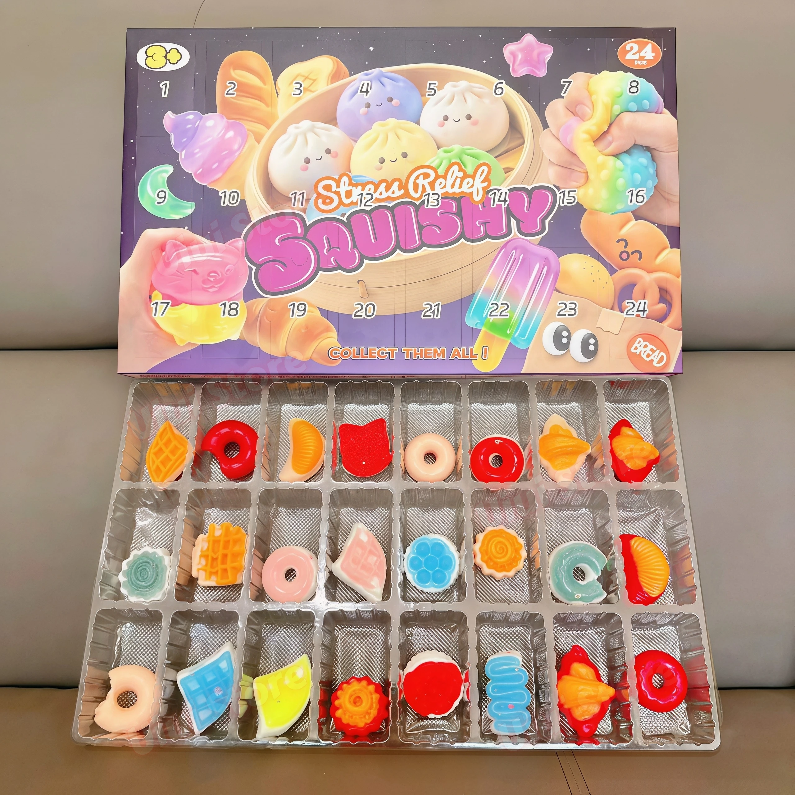 Weihnachts-Squishy-Adventskalender 2026 24-Tage-Countdown Dumpling Squishy Stressabbau Fidget Heimdekoration Überraschungsgeschenkbox – Detail 10