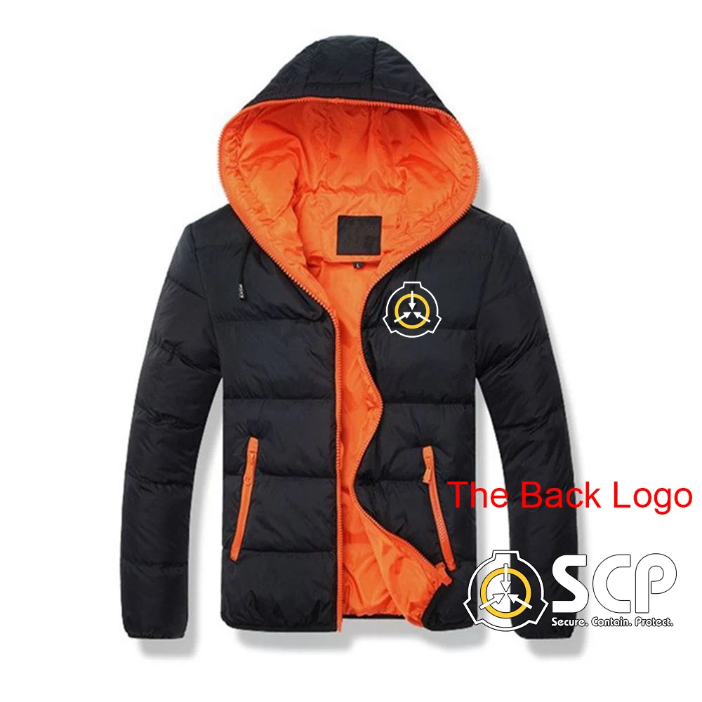 SCP-Chaqueta de algodón con capucha para hombre, Tops cómodos e informales de Color sólido, con estampado seguro de protección, 2024