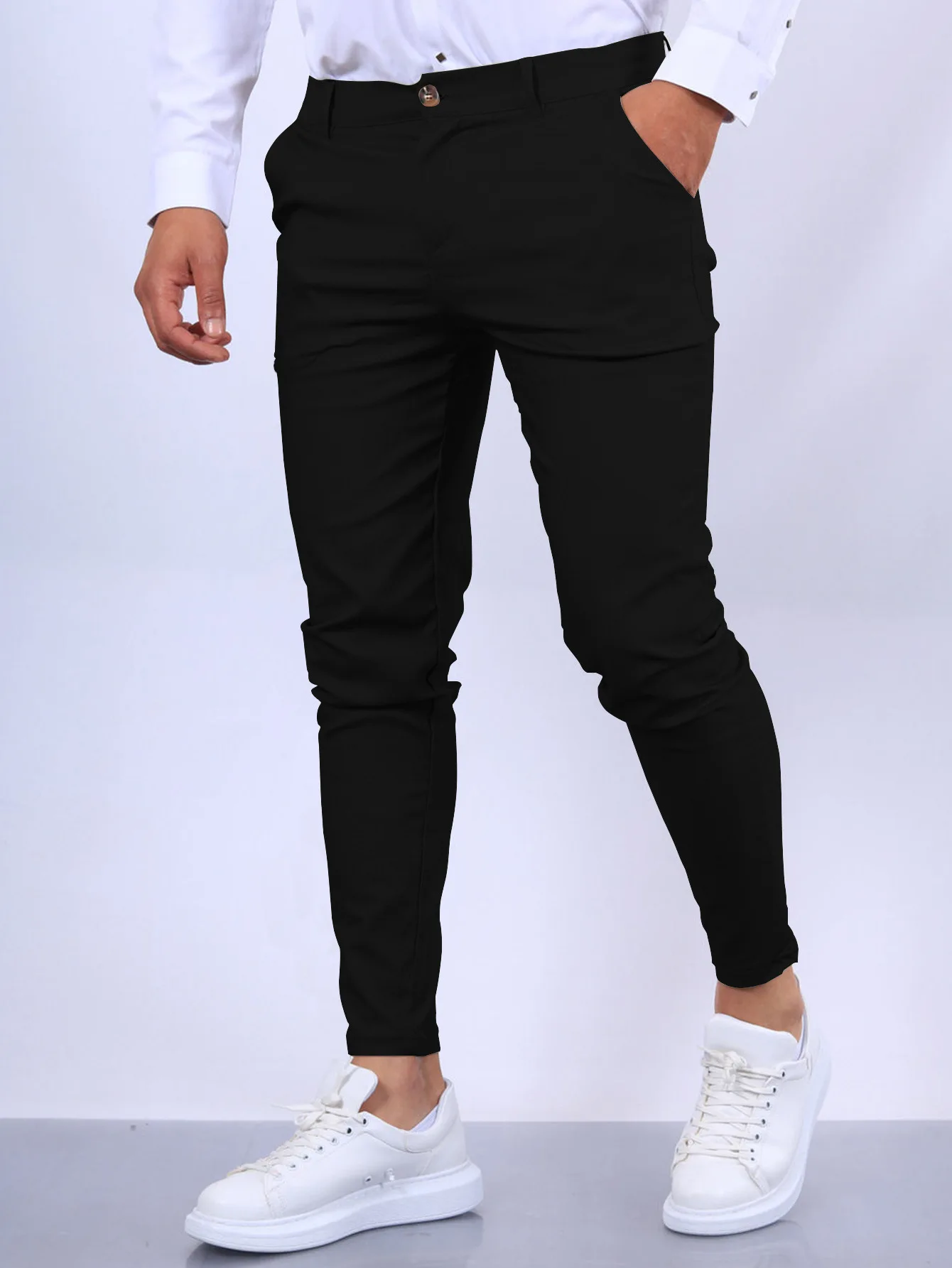 Calça Formal Casual confortável masculina, Monocromática, Europeia e Estados Unidos, Bezerro de vento, Moda, Quatro Estações