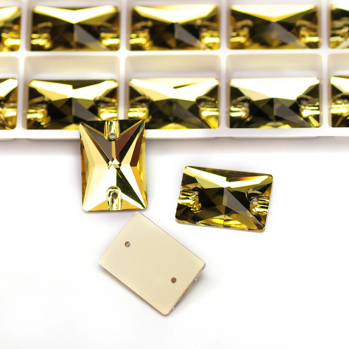 Mischfarben 6A Rechteckige Glas-Strasssteine mit Flacher Rückseite zum Aufnähen für Kleidung, Schmuck und Nähdekorationen – Detail 10