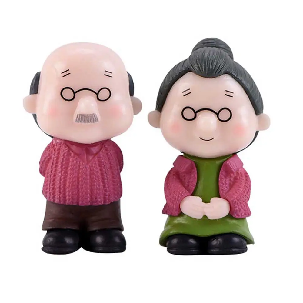 Chair Cartoon Grandpa Couple Grandma Dollhouse Micro Landscape Ornaments Fairy Garden Figurines Miniatures Christmas Decoration