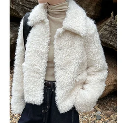 2024 Women Winter Warm Coat Furry Lambswool Coat Turn Down Coat Thick Jacket Tops For Women Coat Casaco Feminino