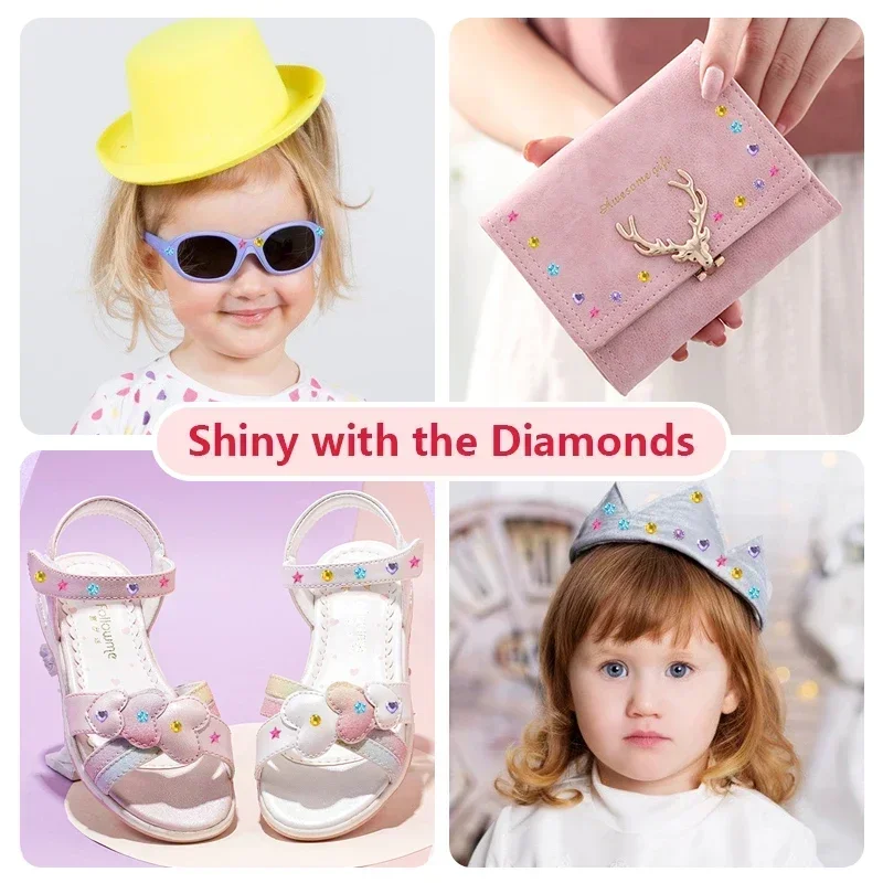 180/360 Hair Gems Bling Deluxe Set Toy Makeup Play Glass Crystal Rhinestone Decoration DIY Girls Hair Design Shoes Sticker Gift