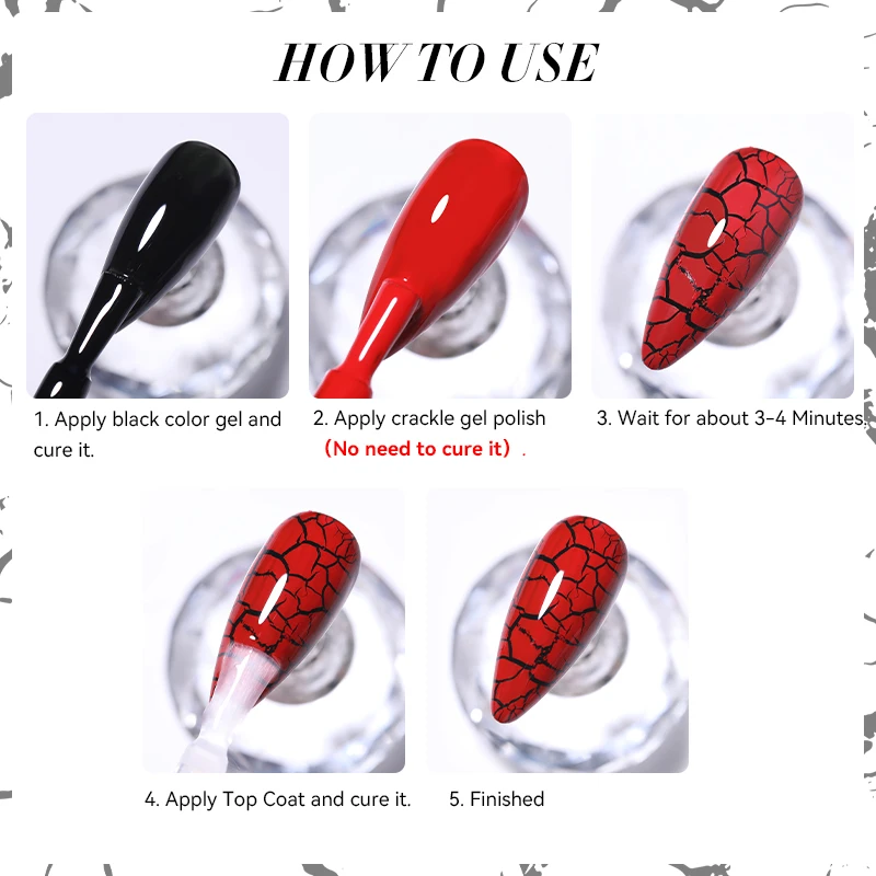 LILYCUTE 7ml Crackle Gel Nail Polish Quick Dry Marble Cracking Effect Gel Semi Permanent Soak Off Nail Art Varnish Manicure