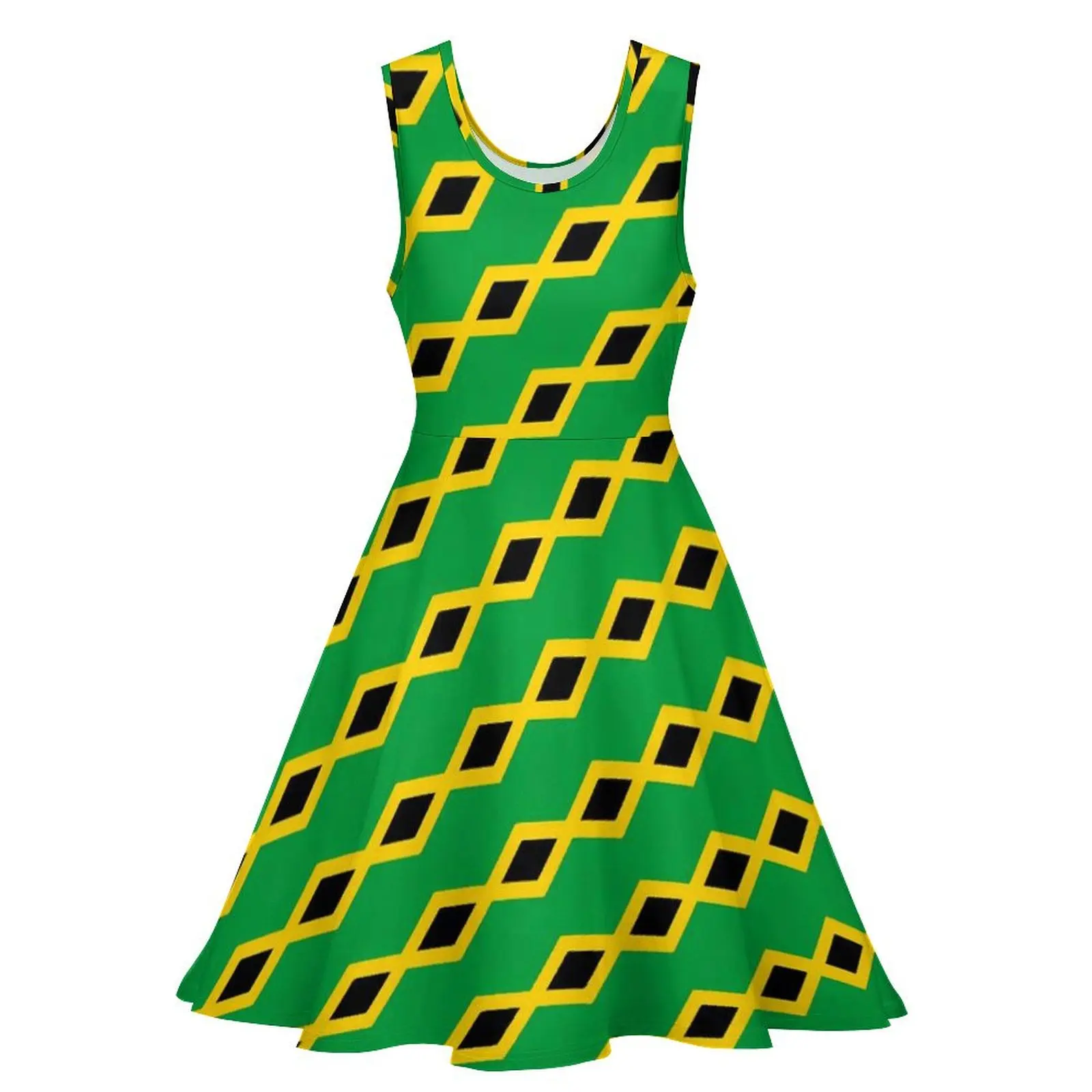 Jamaica Flag Green Dress Sport Fan Casual Dresses Female Sexy Skate Dress Summer Custom Vestidos 3XL 4XL 5XL