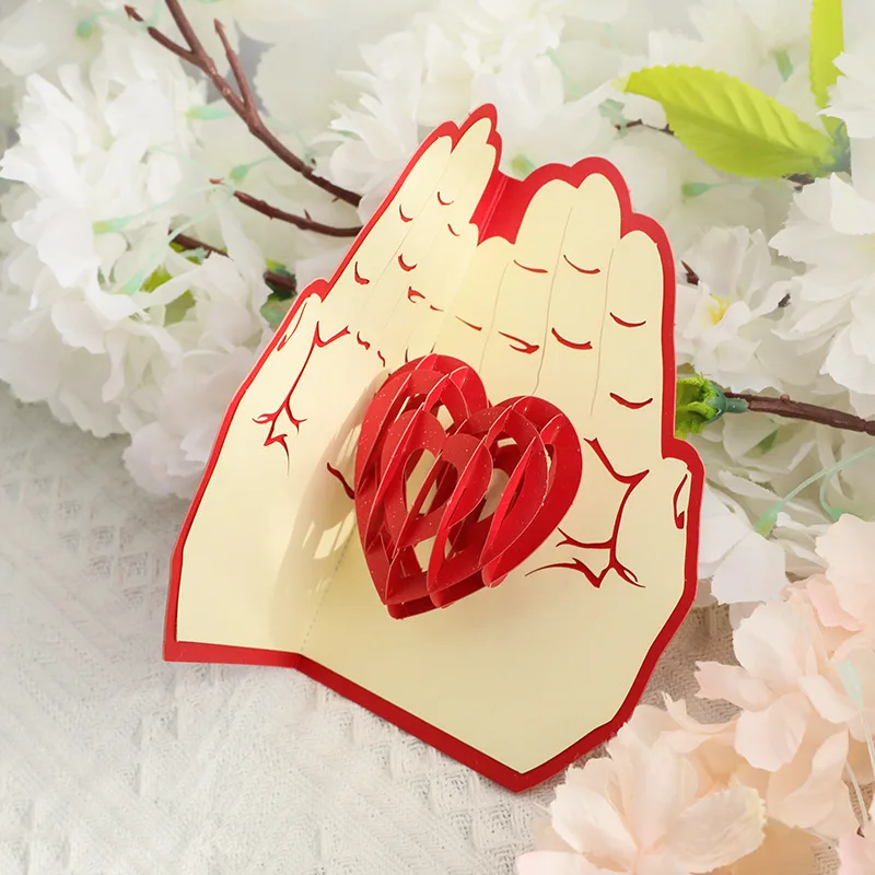

Pop up 3D greeting card handmade with love in the palm of your hand grateful mother's blessing cards holiday universal gifts
