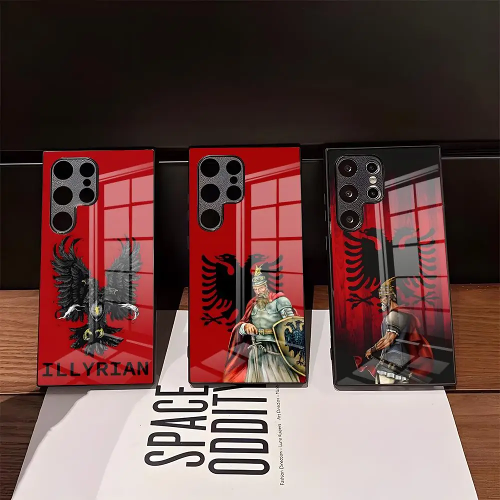 Albanien Albaner Flagge Handyhülle für Samsung S26 Ultra S25 Edge Ultra S23 S22 S21 Ultra Plus S24 Fe A57 A37 Glasabdeckung