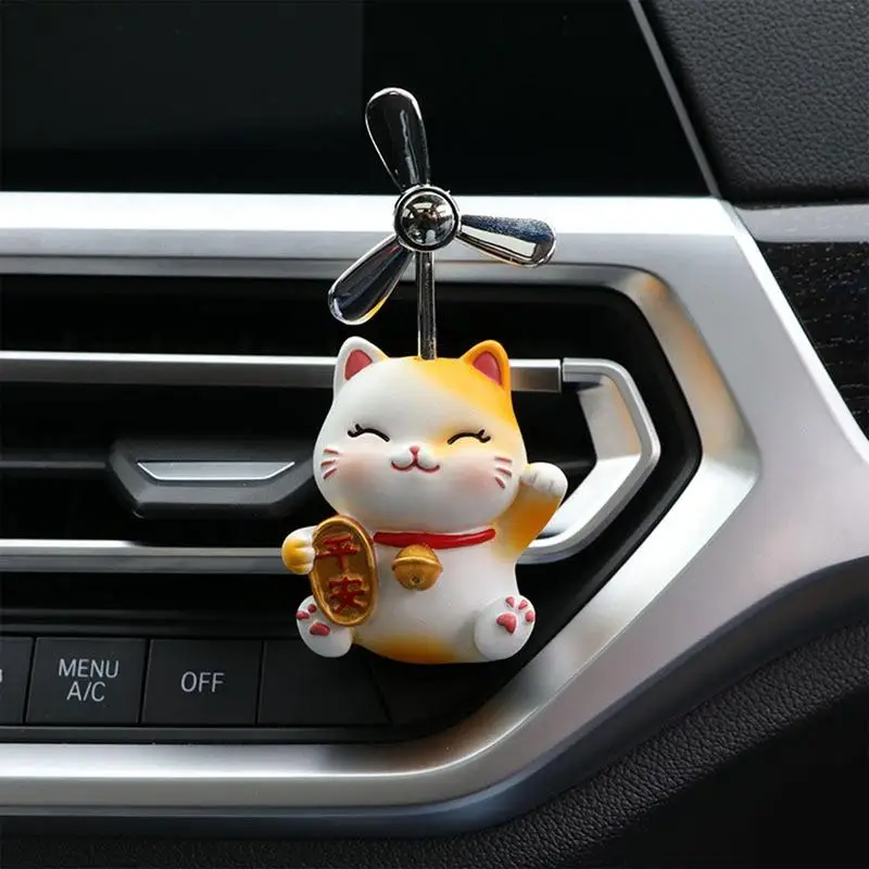 Cat Car Diffuser Cute Pilot Cat Car Diffuser Cat Pilot Vent Clip Interior Accessories Rotating Propeller Air Outlet Fan Creative