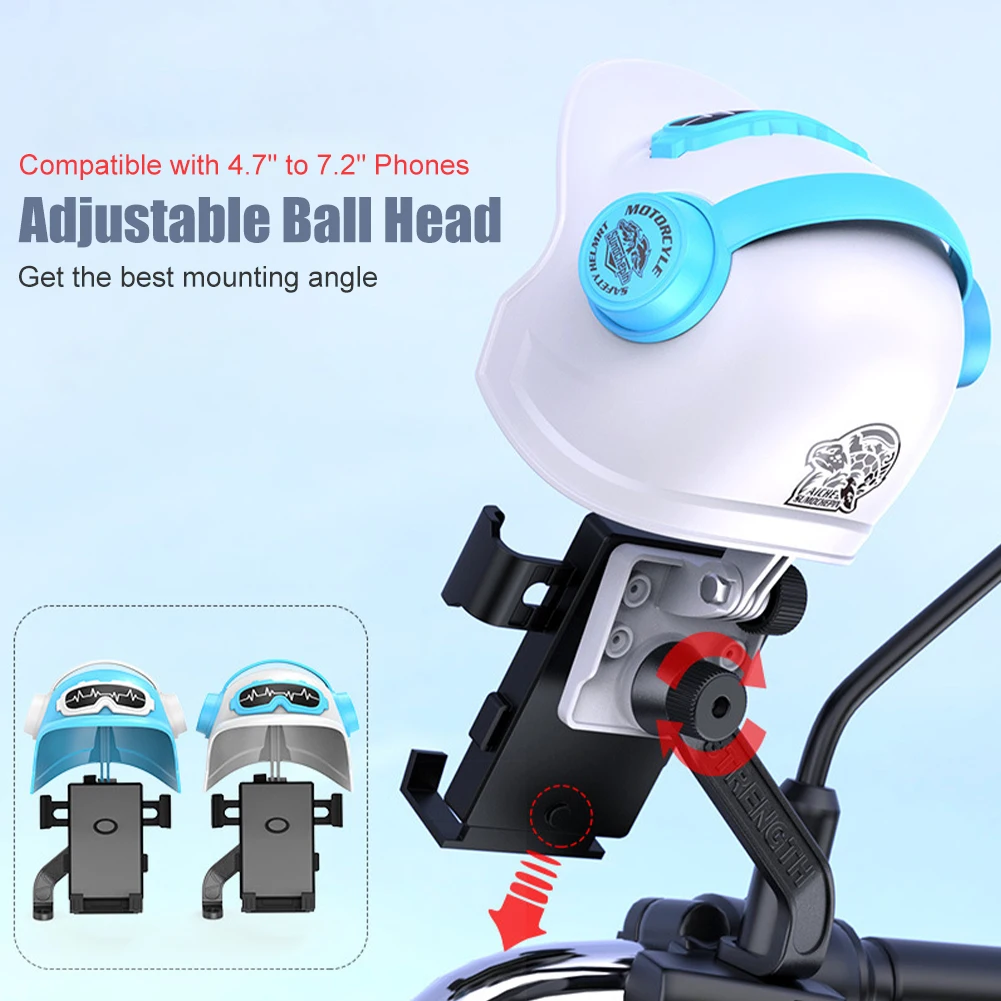 Universal Motorcycle Phone Holder with Helmet Handlebar Rearview Mirror Mount Electric Scooter Sun Visor Phone Bracket 4.7\