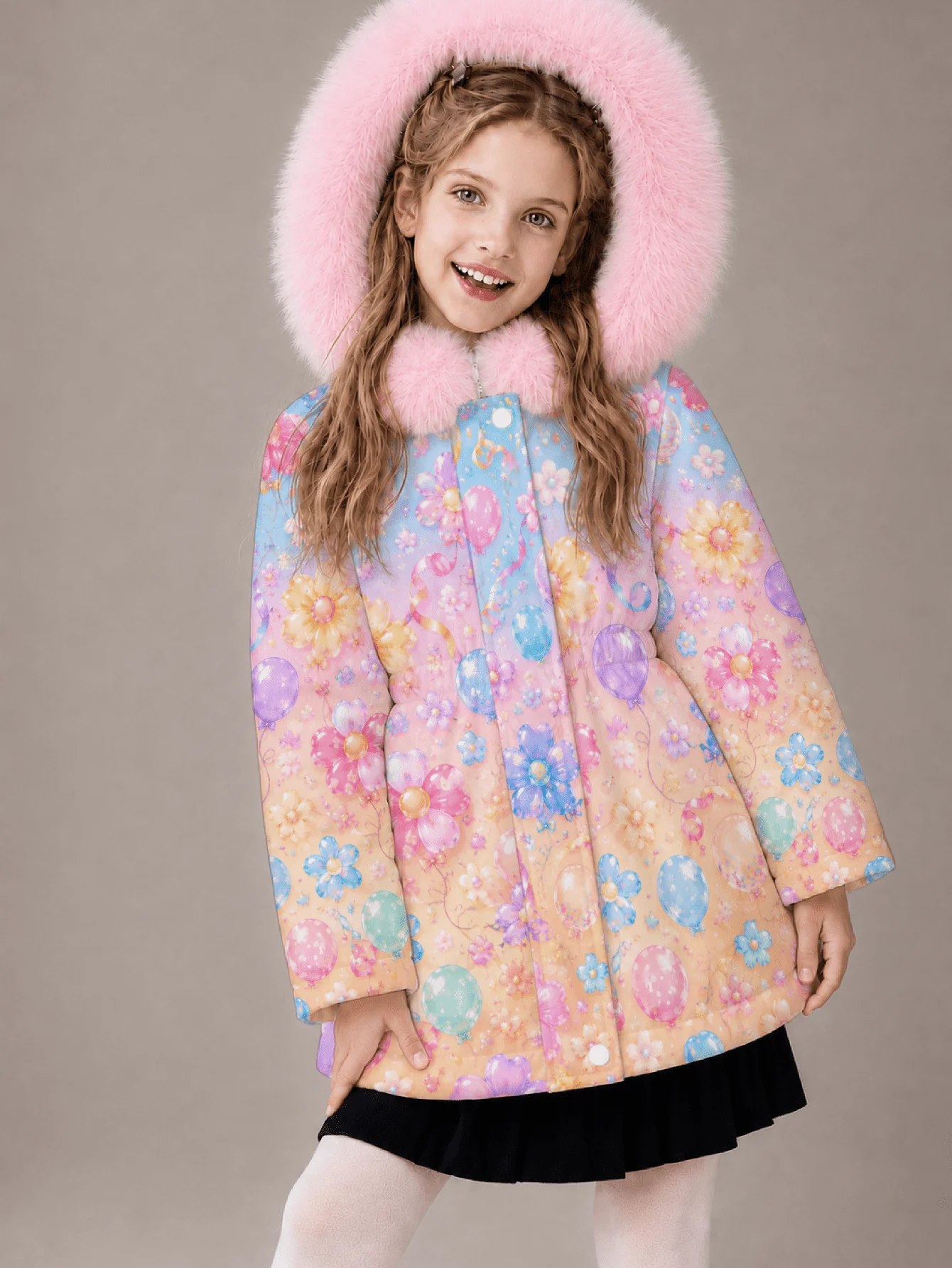 Girls' Winter Fleece Lined Cotton Jacket Warm Coat Children's Clothing for Cold Weather
