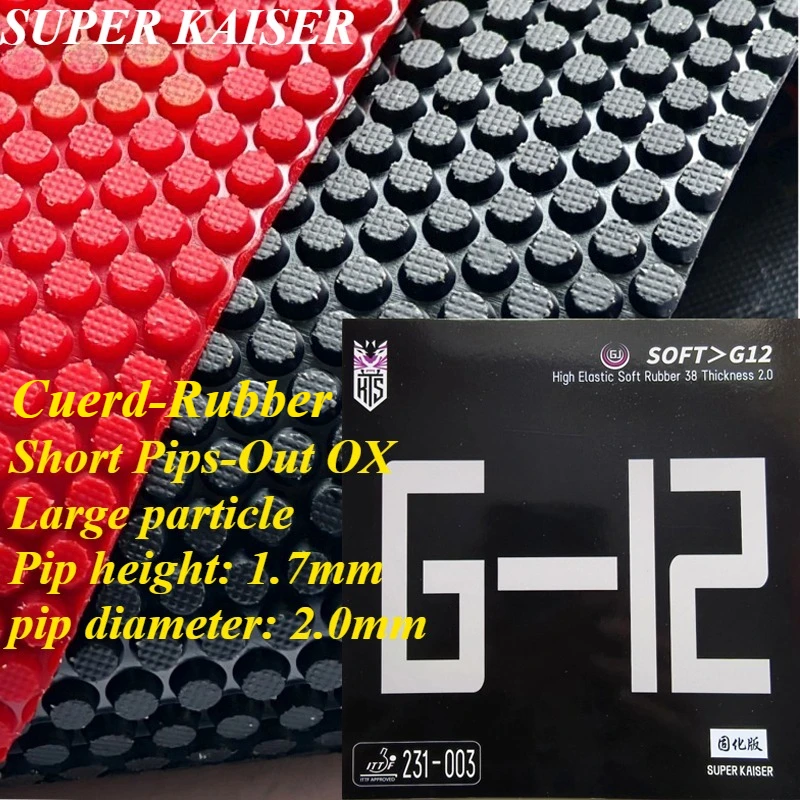 SUPER KAISER OX Cured Short Pips-Out Table Tennis Rubber Large Particle Height 1.7mm High Elastic Soft Rubber for Fast Attack