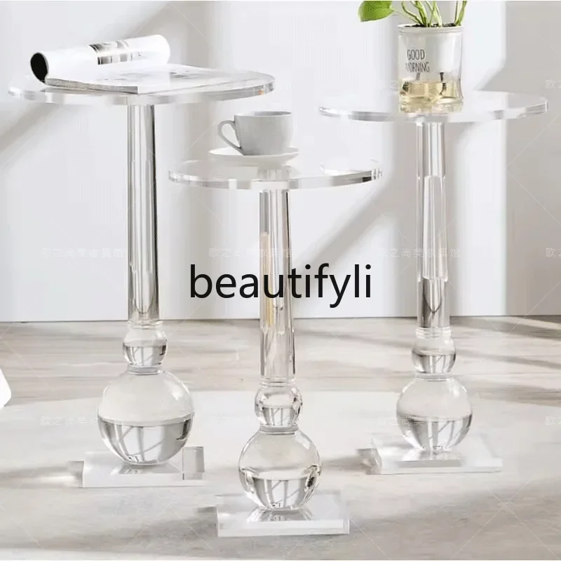 Acrylic coffee table Modern simple living room Home sofa Small round table Bedroom  Transparent edge table