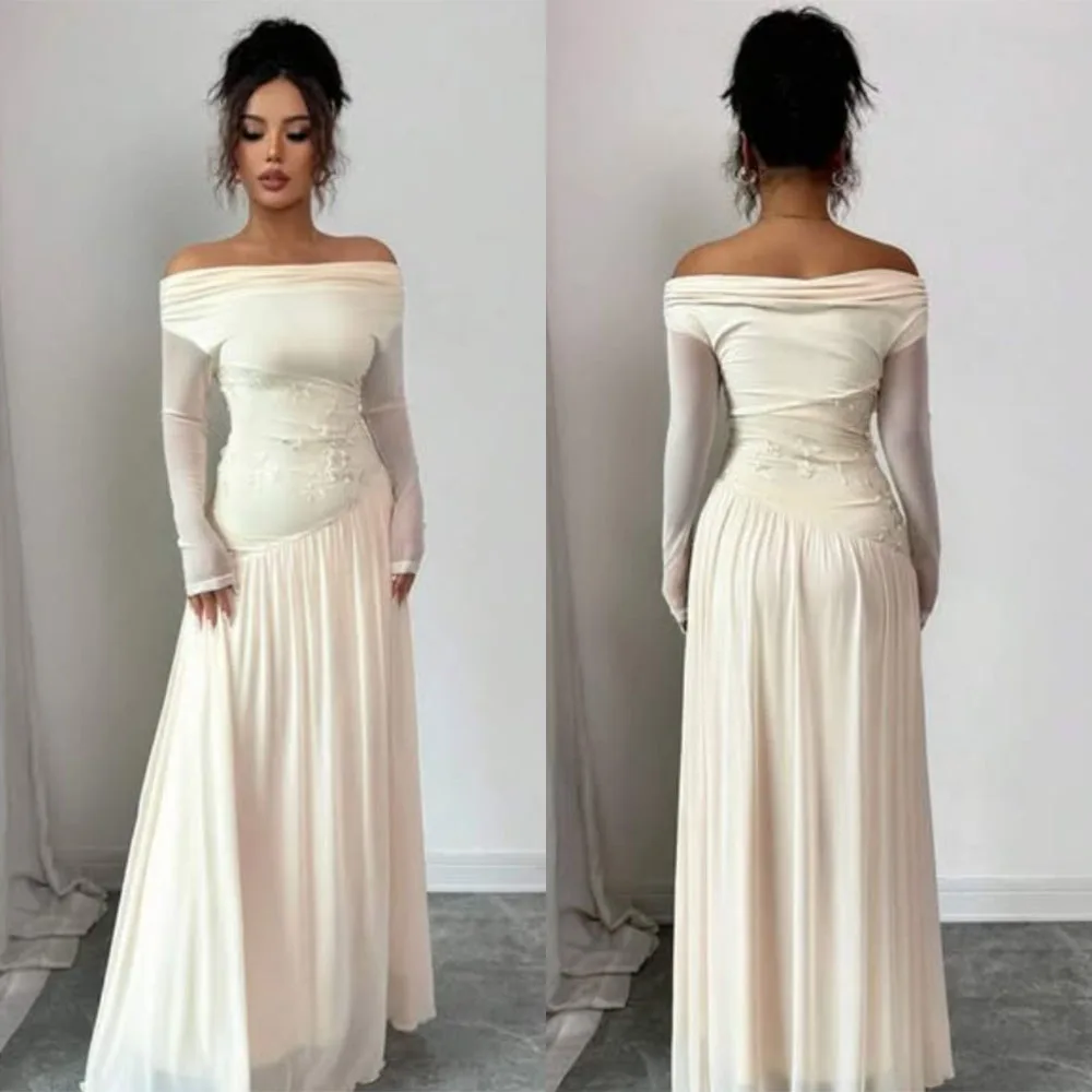 

High Quality Customized Strapless Floor Length Three Quarter Robe Pour Mariage Invité Dress for Women Kleider Damen Elegant