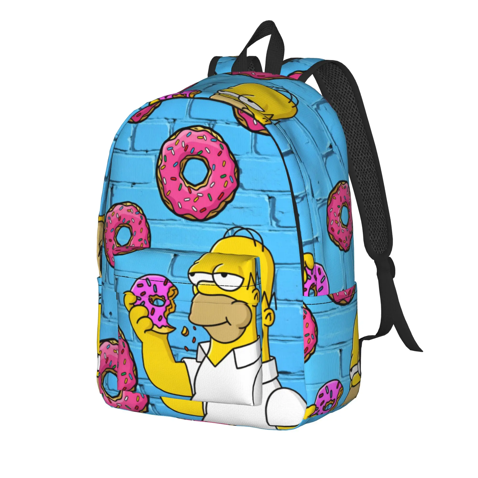 S-Simpsons Homer Donut Cartoon Backpack Male  Lightweight Backpacks Polyester Kawaii School Bags Travel Custom Rucksack