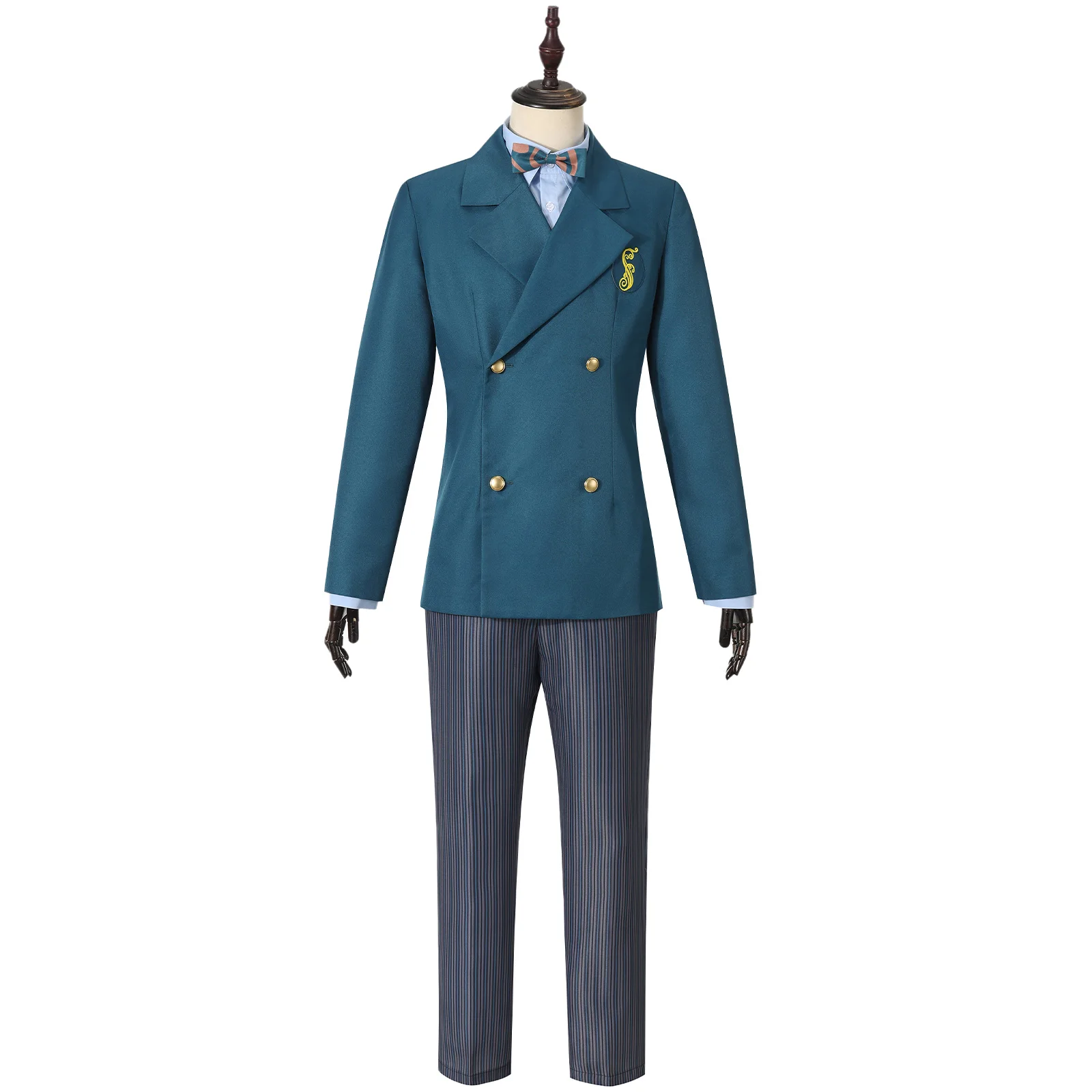 

Movie Fiyero Boq Cosplay Costume School Uniform Men Blue Shirt Coat Pants with Tie Plus Size Set for Halloween Party