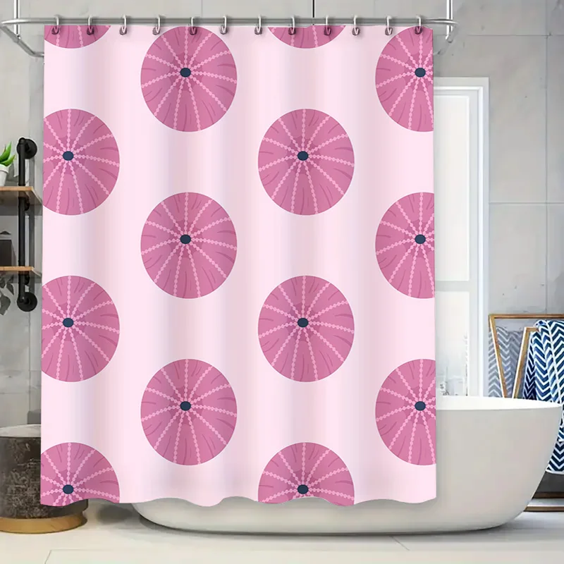 

Розовые шторы для ванной с геометрическим узором, водонепроницаемые душевые панели для декора ванной комнаты, розовая плитка