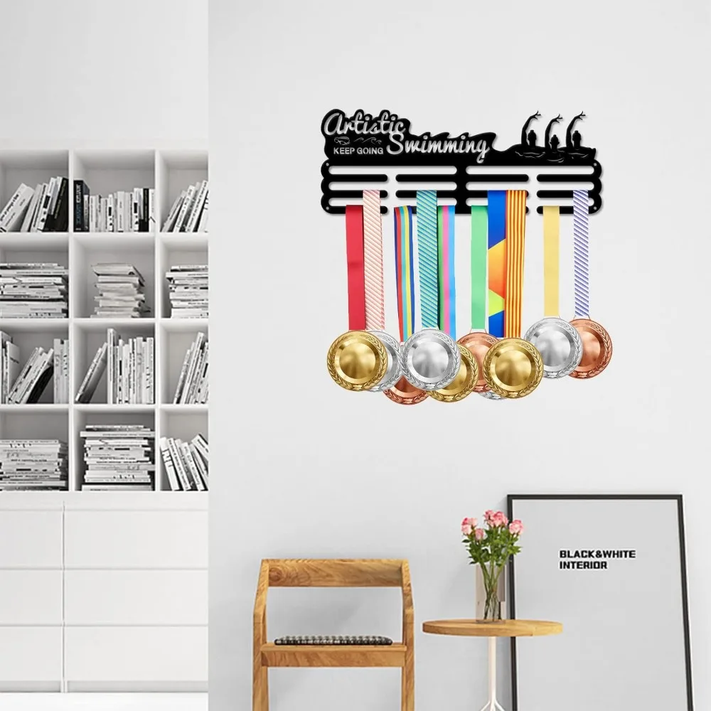 Artistic Swimming Medal Hanger Display Woman Water Ballet Sports Medal Display Rack for 60+ Medals Trophy Holder Awards Ribbon