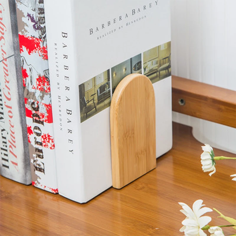 Natura bambusowy Organizer na biurko biuro strona główna Bookends Book Ends uchwyt na stojak półka Bookrack