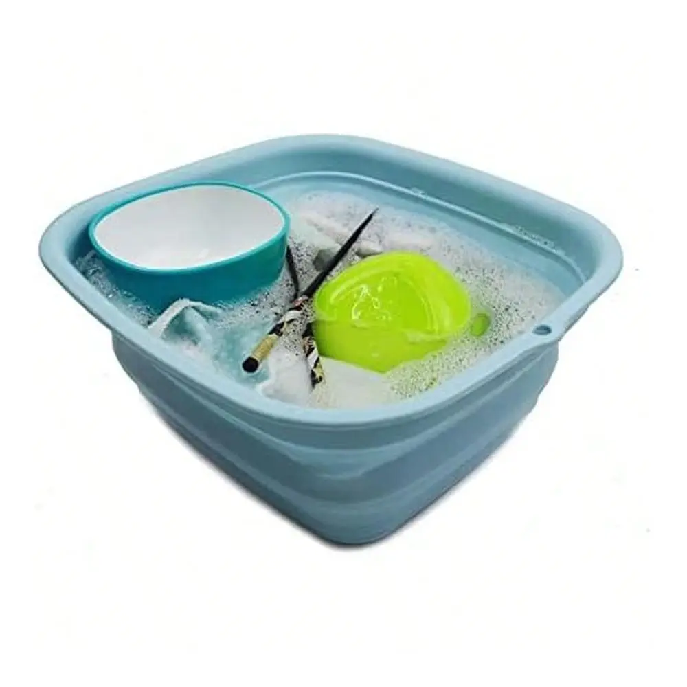 

7.7L 2 Gallon Collapsible Tub Foldable Dish Tub Portable Washing Basin Space Saving Plastic Washtub Grey, S