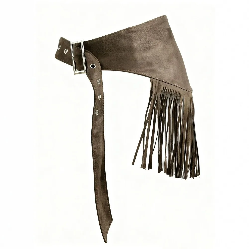 Versatile Vintage Tassel Waist Belt Solid Color Triangle Dress Belt Cowboy Style Waist Cover for Women