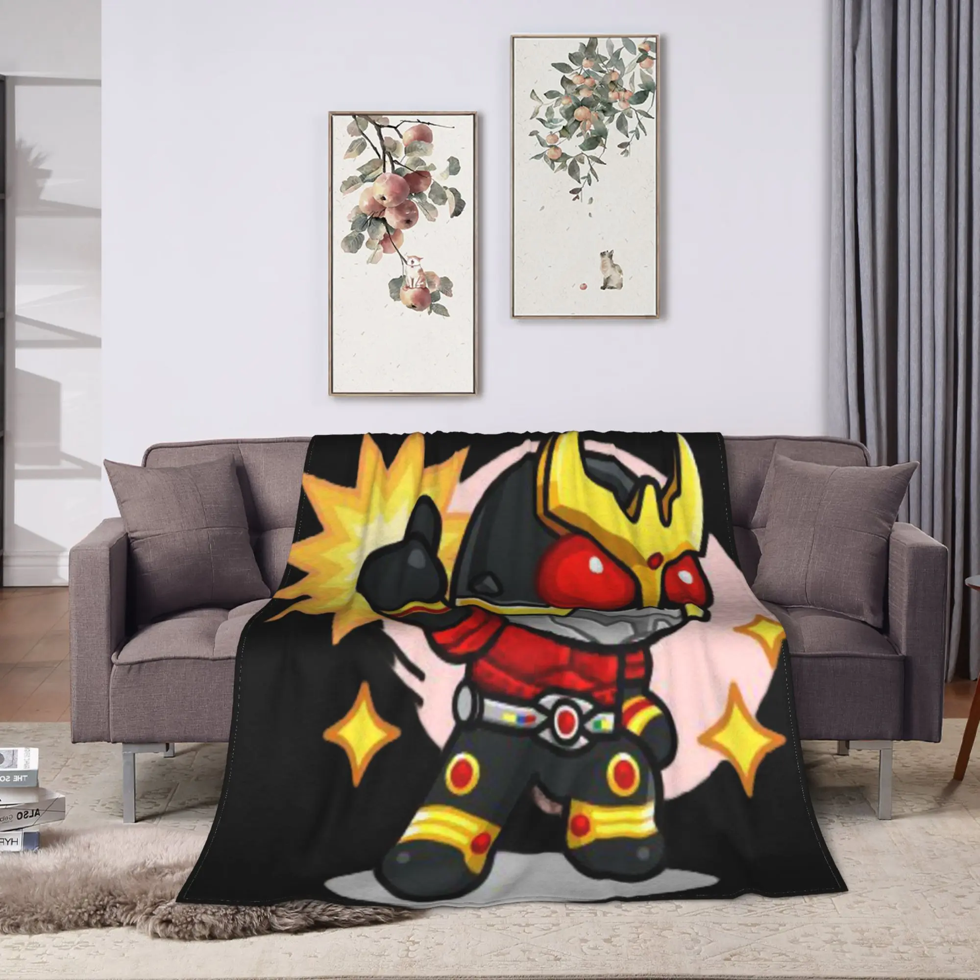 Kamen Rider Cartoon Blanket  Super Warm Funny Plush Throw Blanket For Home Decor Travel Office Flannel Bedspread Bed Cover