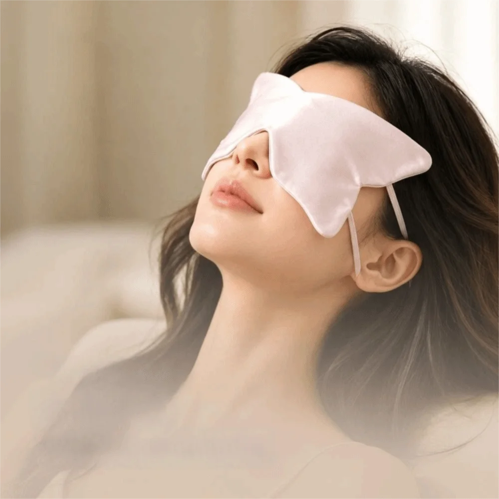 Butterfly Print Sleep Eye Mask Portable Double Sided Faux Silk Eye Mask Smooth Skin Friendly Light Blocking Eye Cover Women