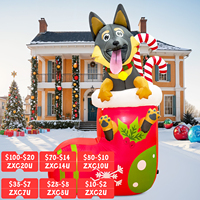 OurWarm 6FT Christmas Inflatables Outdoor Decor, Christmas Blow Ups Dog in Xmas Stocking with Candy Cane for Party Indoor Garden
