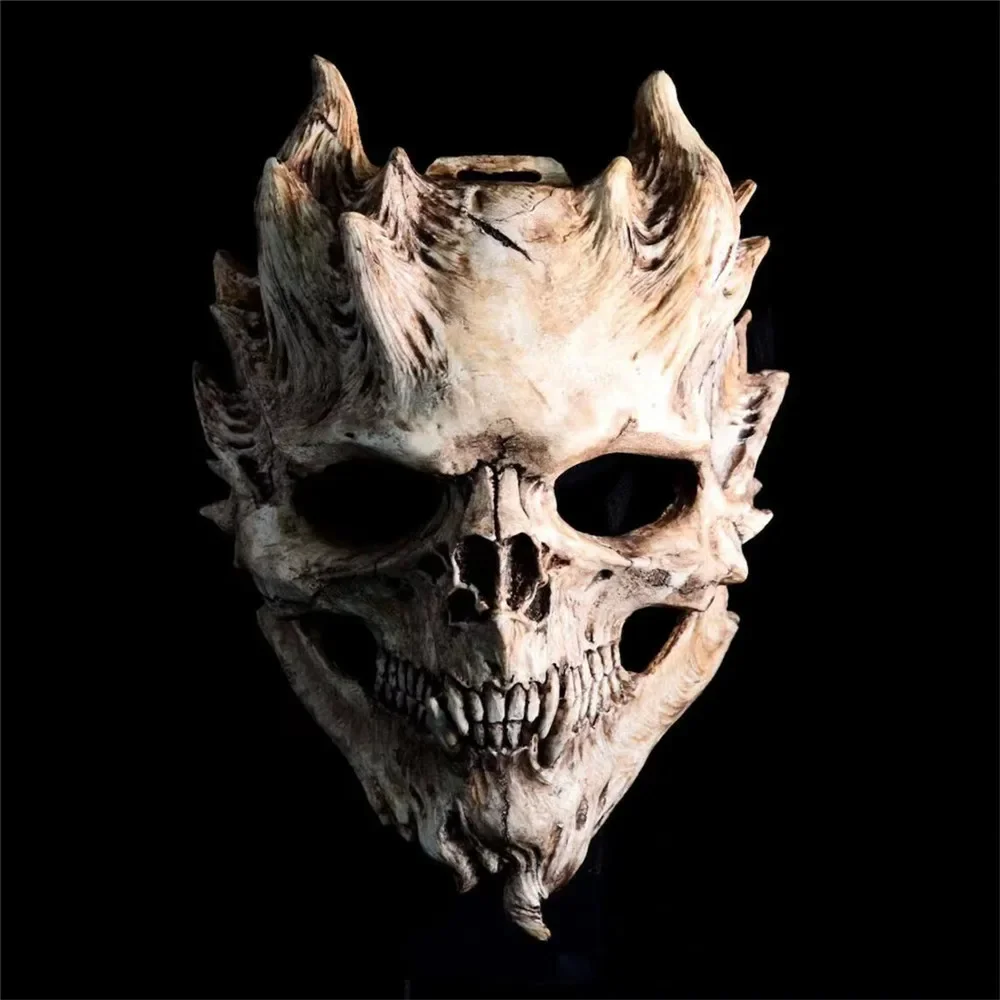 Masque de crâne d'Halloween mâchoire mobile couverture de crâne effrayant masque de squelette en latex masques effrayants pour adultes masque de guerrier de crâne de fête de costume