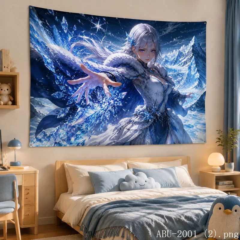VIKAMA Fantasy Waterfall Anime Tapestry Magical Forest Girl Wall Art Mystic Stream Bedroom Aesthetic Dorm Wall Hanging Decor
