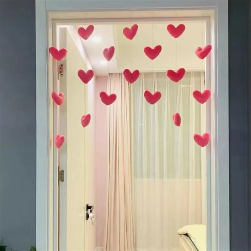 New Heart Shaped Curtain Door Hanging Decoration Korean Style String Pendant High Beauty Curtain Partition Door Girls Room Decor