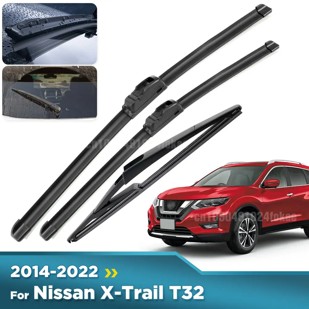 

For Nissan X-Trail T32 2014-2022 2015 2016 2017 Wiper Front & Rear Wiper Blades Windshield Windscreen Window Brushes 26"+17"+12"
