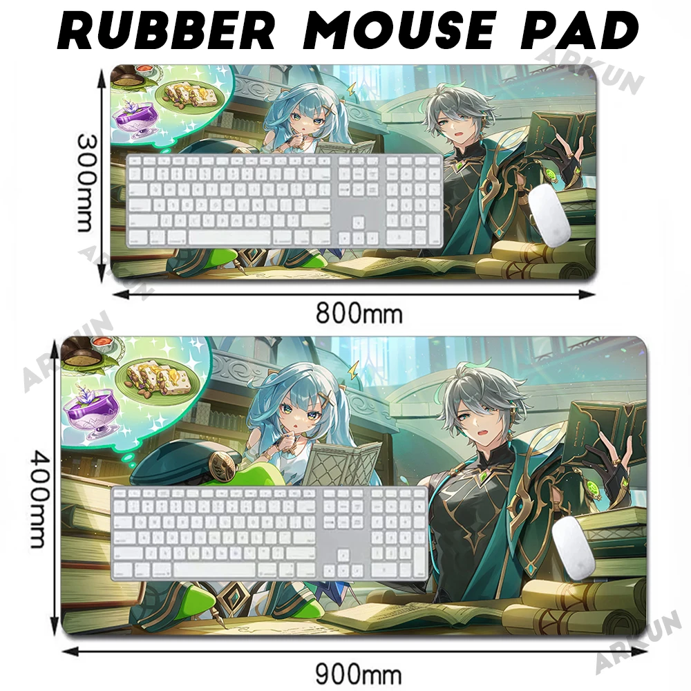 Large 90x40 Kawaii Cute Girl Faruzan Cool Alhaitham Popular Genshin Impact Gaming Mouse Pad Laptop Computer Gamer Keyboard Mat