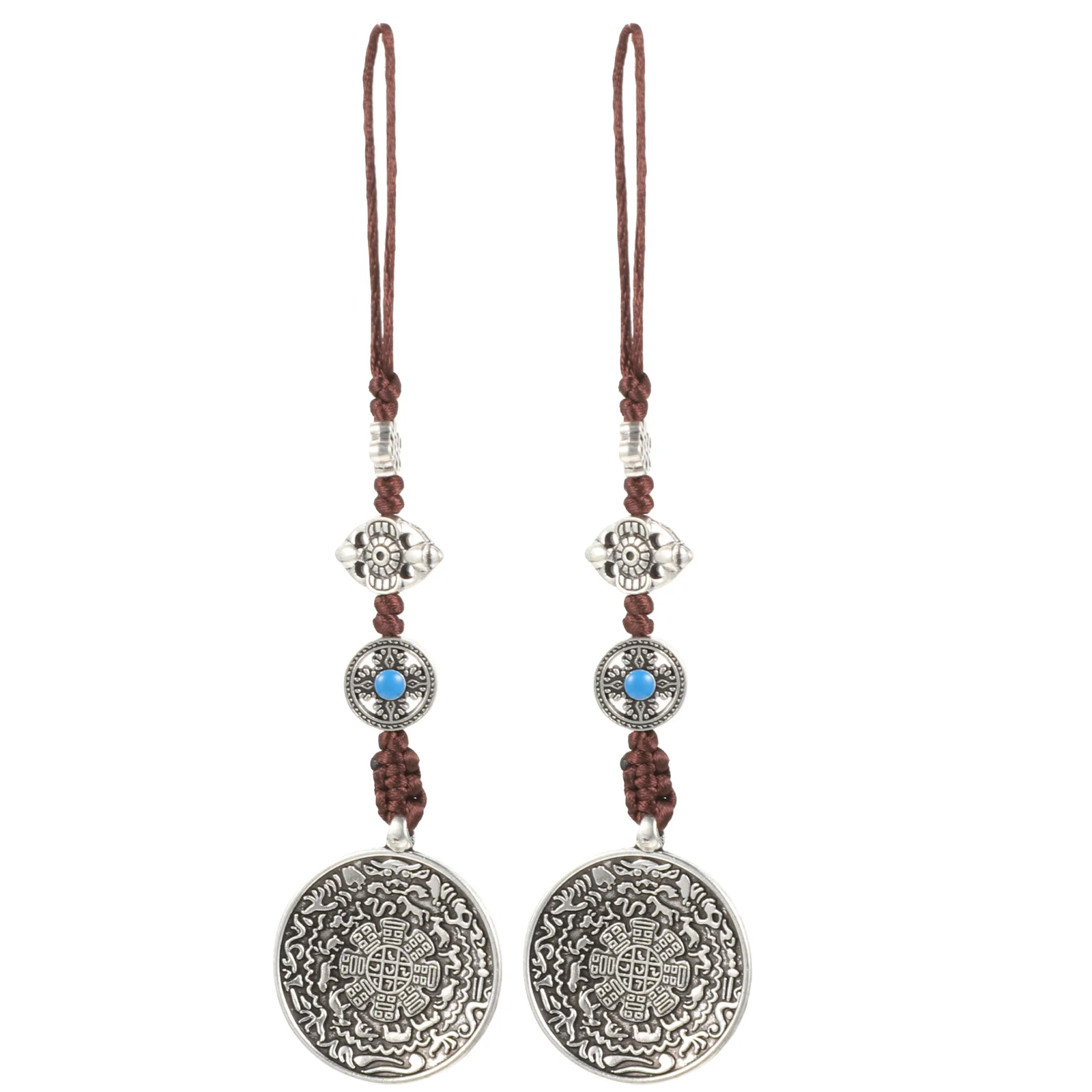 

2Pcs Tibetan Style Retro Pendant Necklace Vintage Rope Chain Hanging Charm Creative Unique Neck Gift Tibetan Pendant Necklace