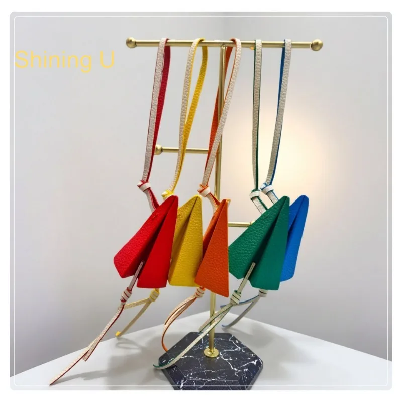 Shining U Microfiber Leather Paper Airplane Keychain for Women Men Fashion Accessory Bag Charms Car Pendant Gift