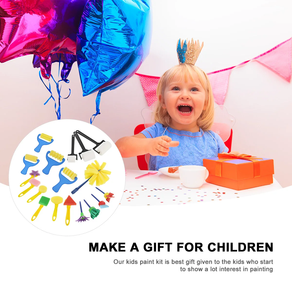 

1Set Roller Paint Brush Sponge Kit Kids Creative Art Supplies Painting Tools for Children Drawing DIY Graffiti Educational Play