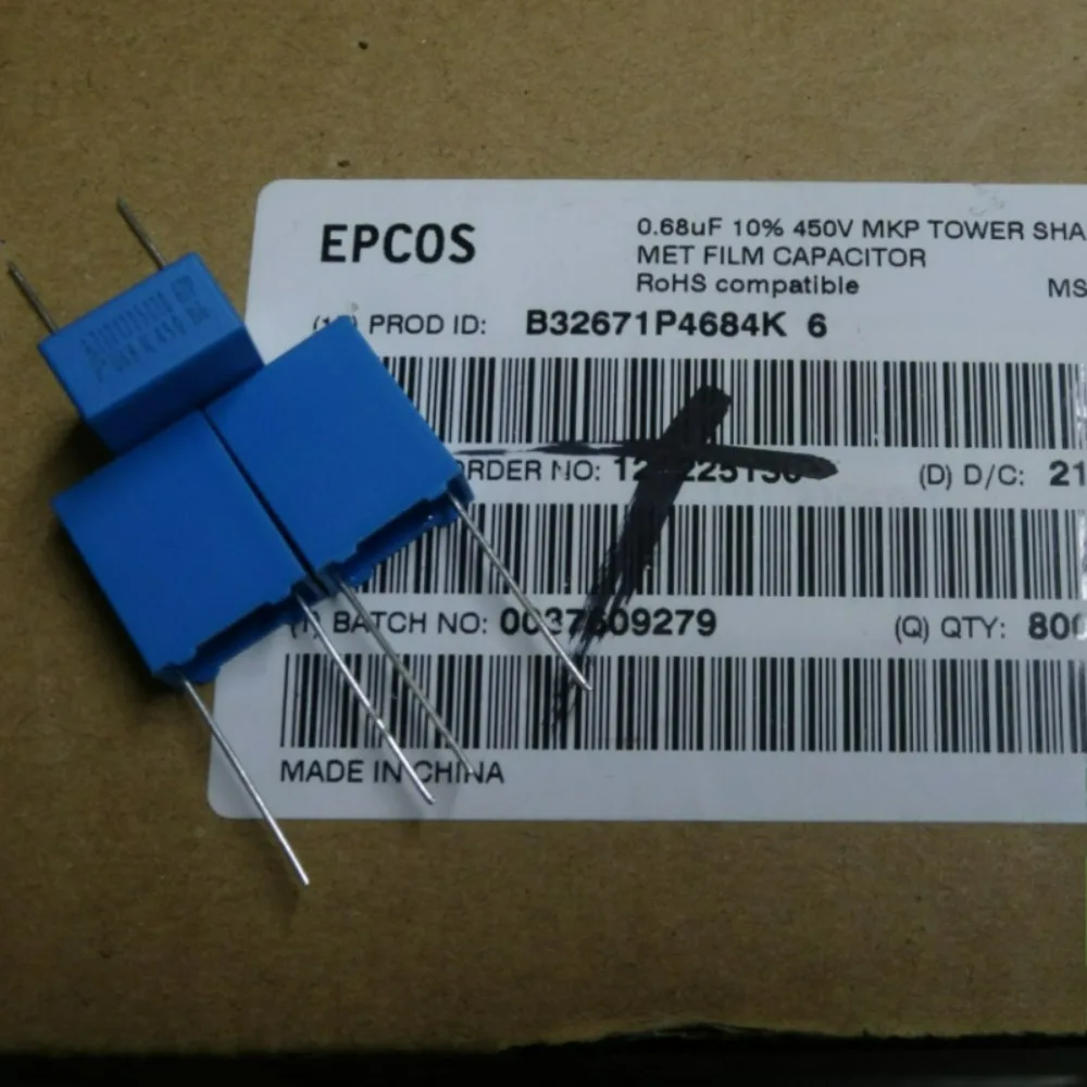 5pcs/lot EPCOS MKP 0.68uf 450v u68 680nf 684 K Brand New 10mm Film Capacitor B32671P4684K (Short Pins / Long Pings)