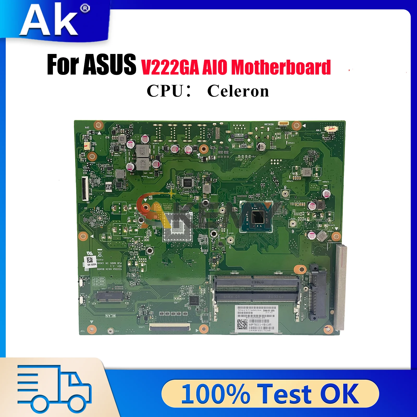 

Материнская плата V222GA для ASUS Vivo AiO V222GA V222GB V222G, материнская плата с процессором Celeron, 100% тестирование, ОК, быстрая доставка, высокое качество
