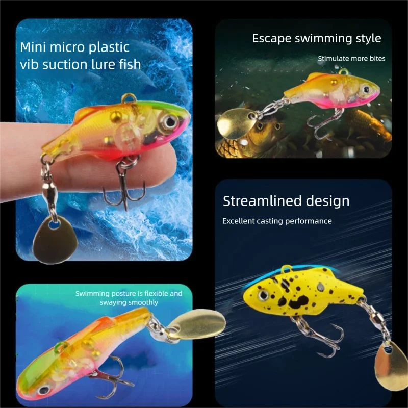 3.5 سنتيمتر 4 جرام VIB الصيد إغراء مايكرو غرق الطعوم سبينر ملعقة الاهتزاز تهزهز الطعم فيبي إغراء 12 #   خطاف ثلاثي لسمك الشبوط وسمك السلمون المرقط