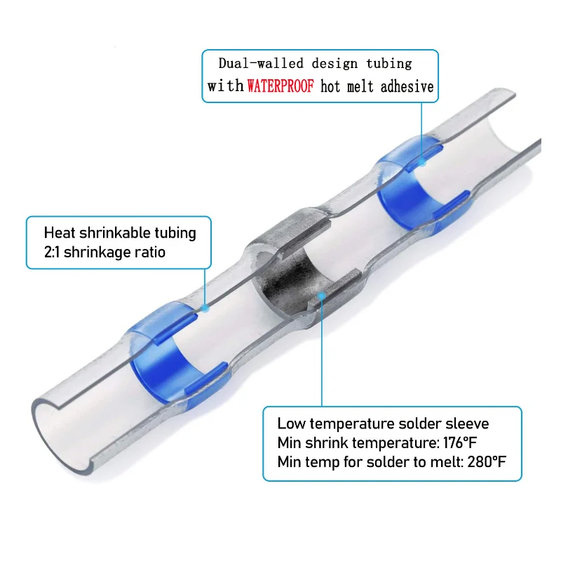 1 Set, Heat Shrink Connectors, Waterproof Insulated Electrical Crimp Wire Connectors, Splice Terminal For Automotive Marine Boat