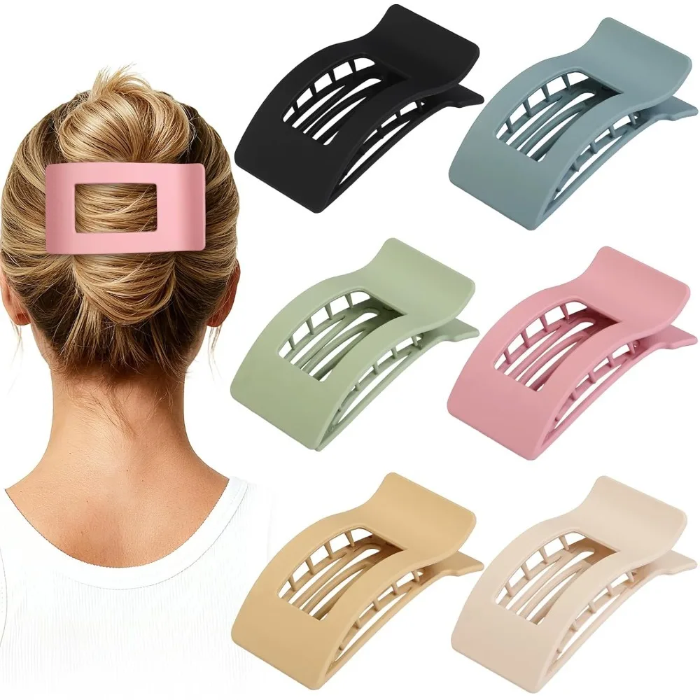 

6pcs Light Colorful French Flat Hair Clips, Matte Non-Slip Claw Clips for Thick/Thin Hair Women & Girls