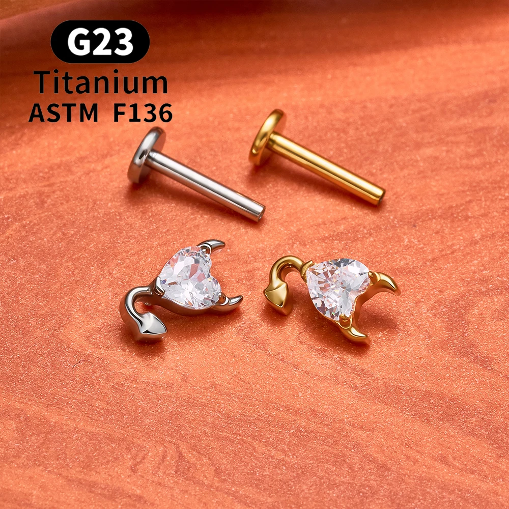 ASTM F136 Titan Muschel-Ohrstecker 16G CZ Flacher Rücken Labret Lippenstecker Helix Knorpel Tragus Ohrläppchen Ohrpiercing Schmuck – Detail 4