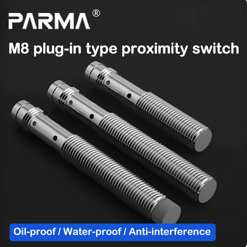 M8 plug-in type connector type proximity switch sensor with four-pin plug, 24V plug-in metal sensing switch