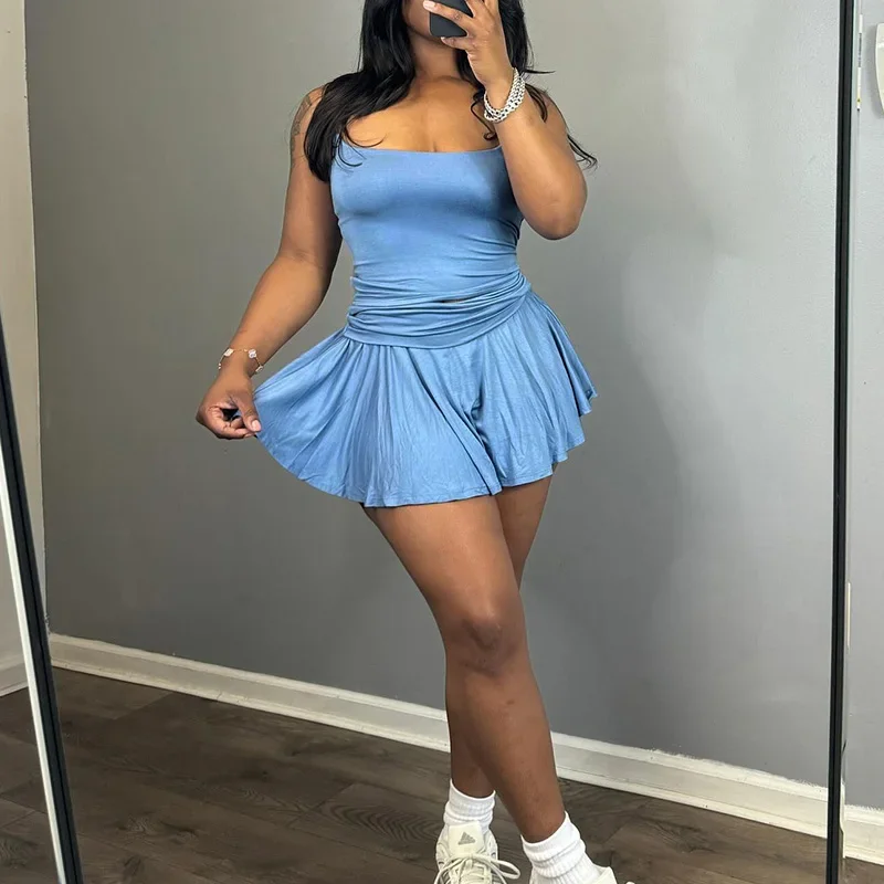 

Sexy Cami Tops & Mini Skirts Set Summer Women Two Piece Set Outfits