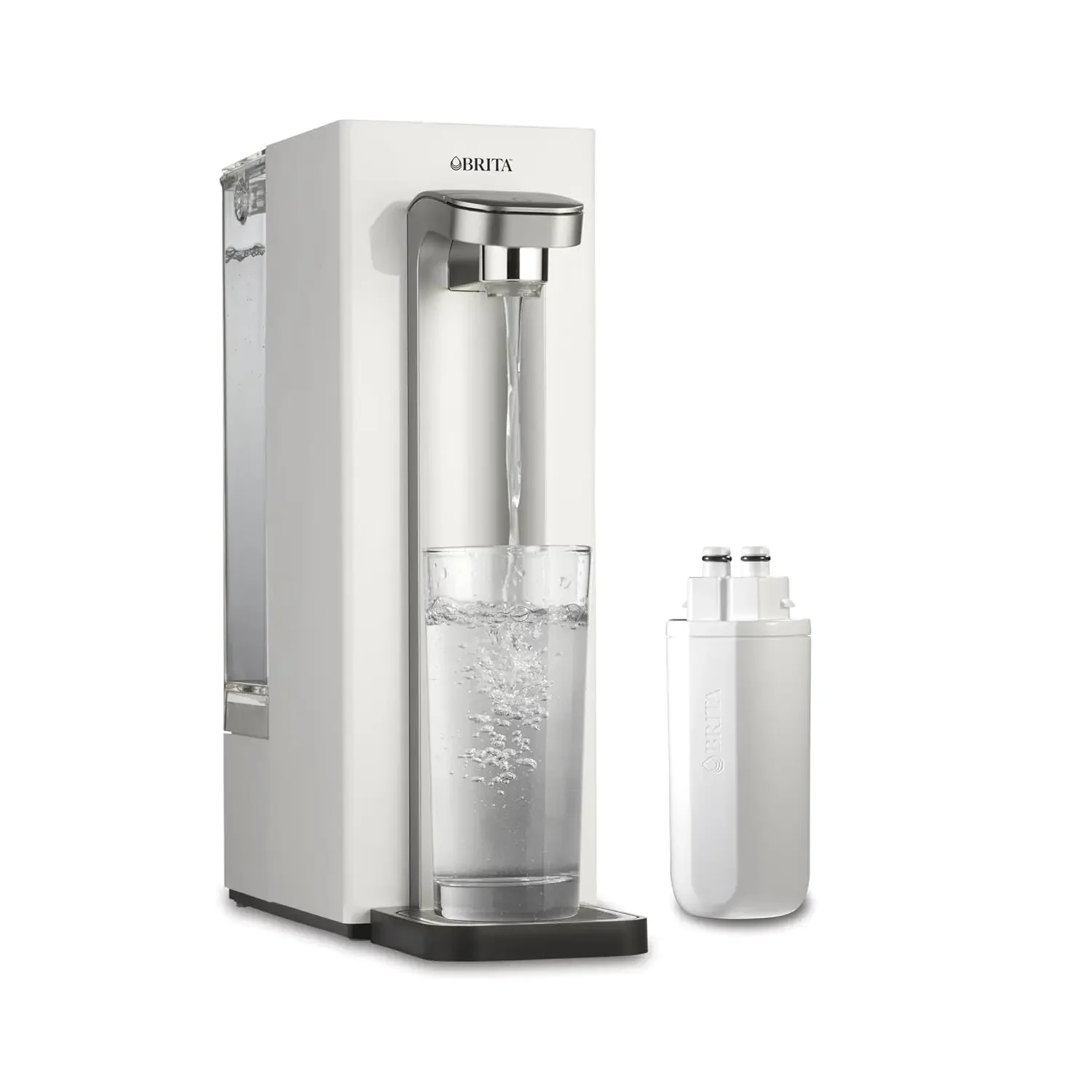Hub Compact Countertop Water Filter System, 9 Cup Water Reservoir, Includes 6 Month Carbon Block Filter, White, 87344