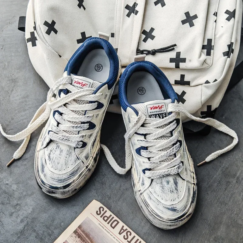 

2025 Men's Women's Vintage Canvas Sneakers Distressed Casual Shoes Lightweight Non-Slip Trainers Retro Skateboarding Shoes
