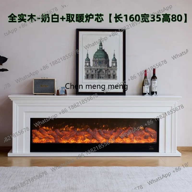 All solid wood modern simple small apartment living room TV fireplace, TV cabinet