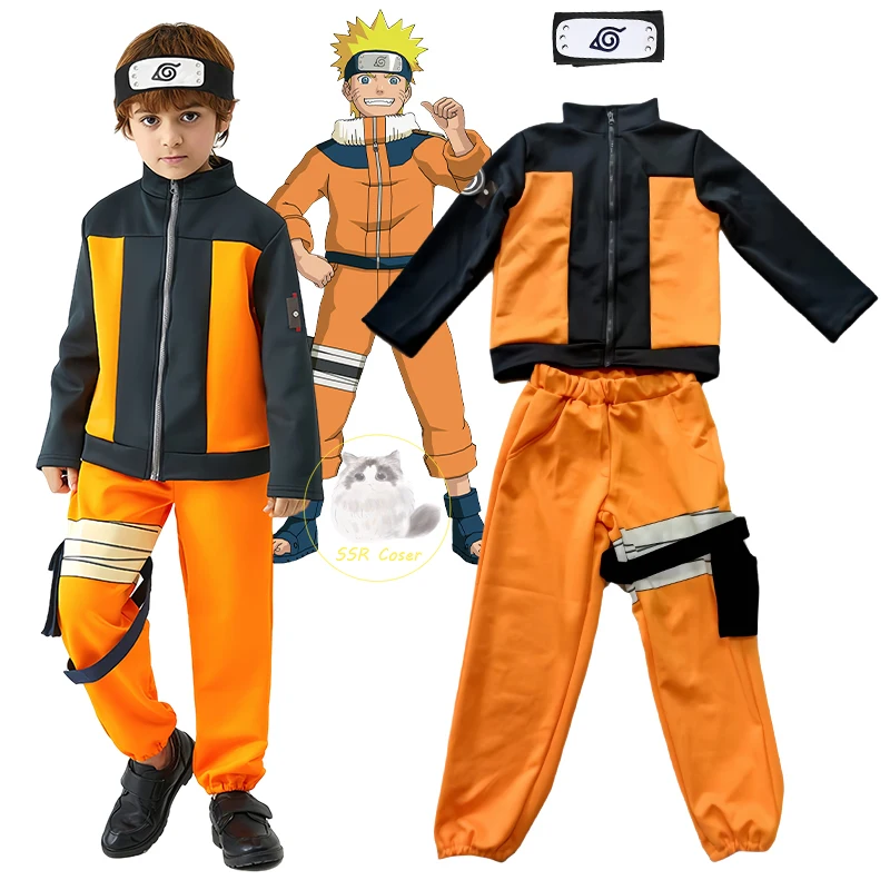 Bilibili Kids Anime Ninja Naruto Cosplay Boys Clothes Sets Costumes Kids Fancy-dress Halloween Carnvial Dress-up Party Outfit